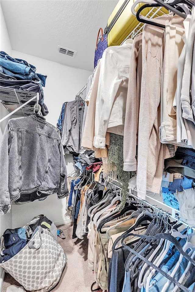 spacious closet with visible vents