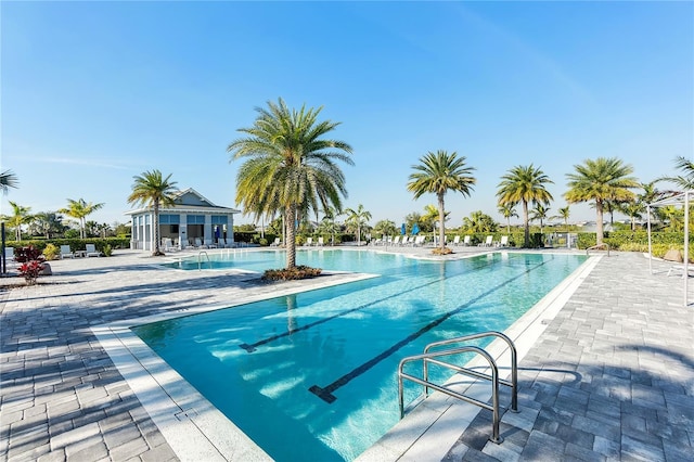 pool with a patio