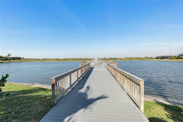 view of dock featuring a water view