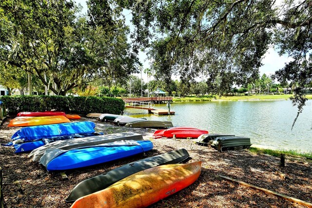 dock area featuring a water view