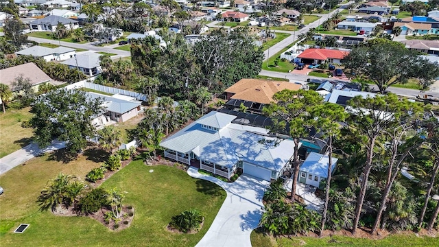 birds eye view of property with a residential view