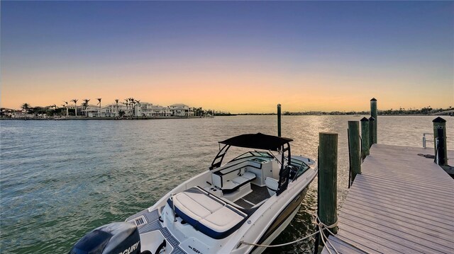 dock area featuring a water view