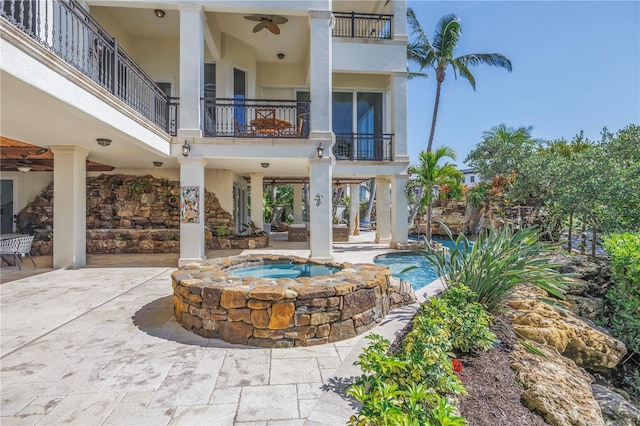 3935 N Shell Rd, Sarasota, FL 34242 - patio / terrace featuring a ceiling fan, an outdoor pool, and a patio