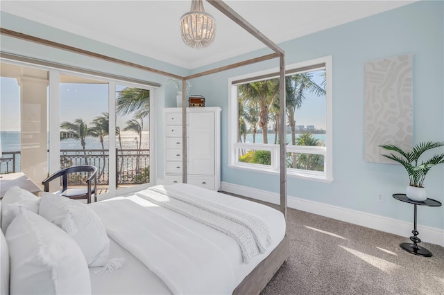 3935 N Shell Rd, Sarasota, FL 34242 - bedroom featuring carpet flooring and a chandelier