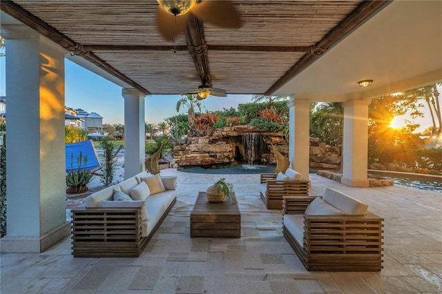 3935 N Shell Rd, Sarasota, FL 34242 - view of patio / terrace featuring outdoor lounge area and a ceiling fan