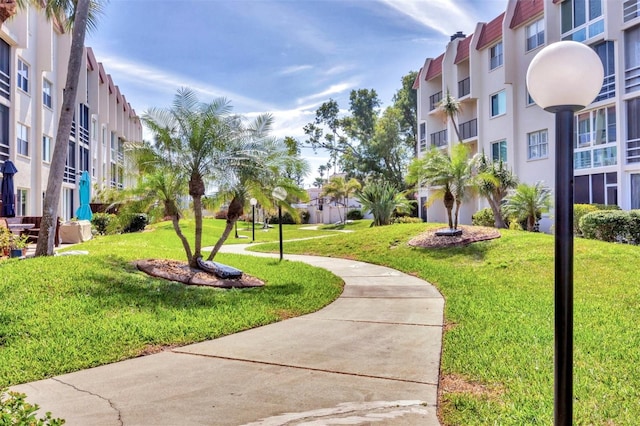 view of community featuring a lawn