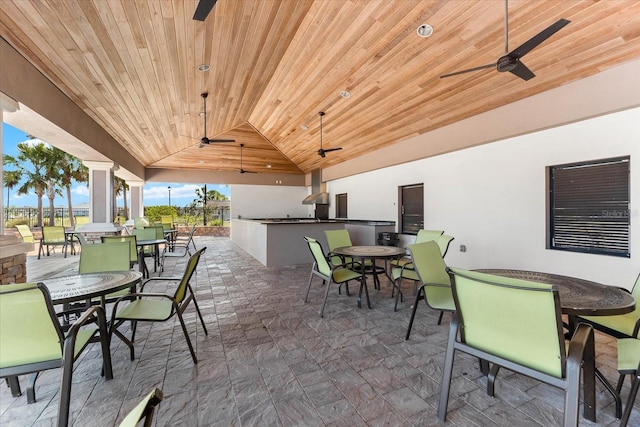 view of patio / terrace featuring ceiling fan and outdoor dining space