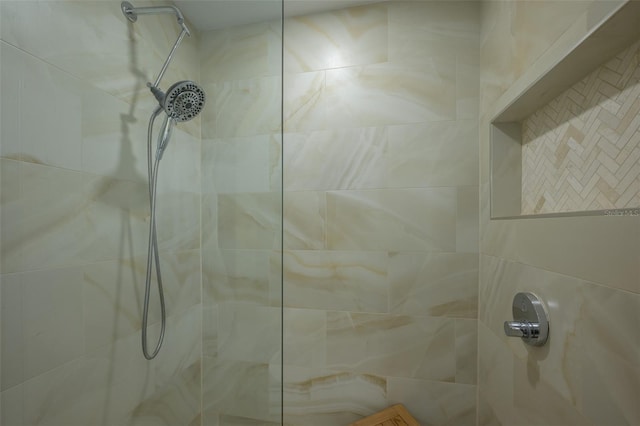 interior details with tiled shower