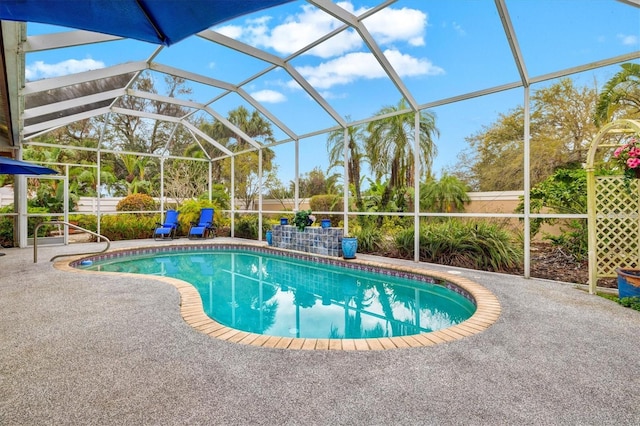 pool featuring a patio area and a lanai