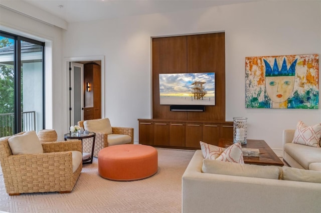 living room with carpet floors