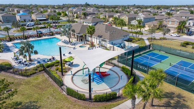 drone / aerial view featuring a residential view