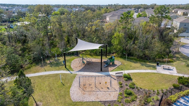 bird's eye view with a residential view