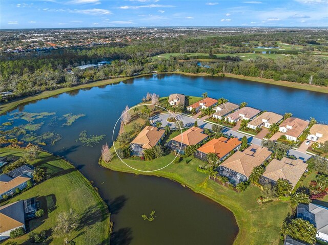 7108 Callander Cv, Lakewood Ranch, FL 34202 - aerial view featuring a residential view and a water view