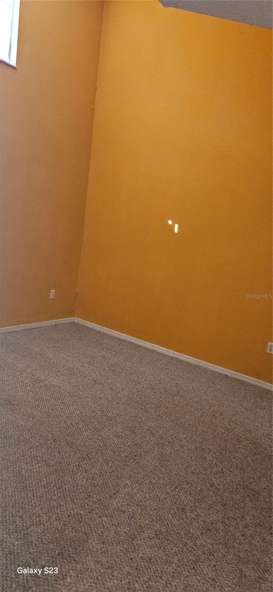 carpeted empty room with baseboards