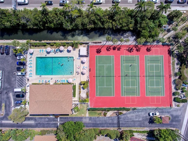 bird's eye view featuring a water view