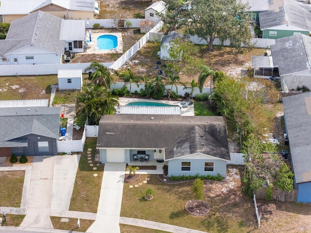 bird's eye view with a residential view