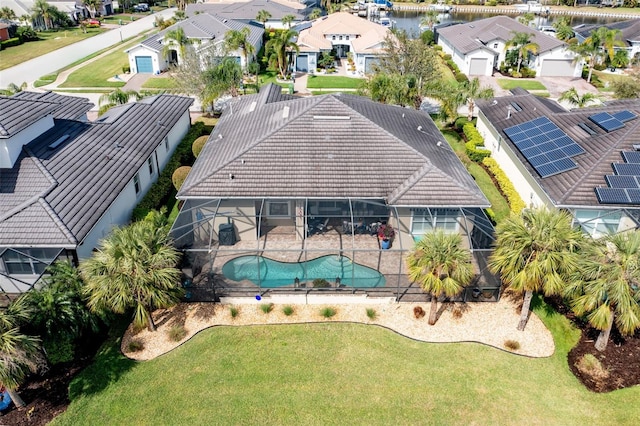 bird's eye view with a residential view