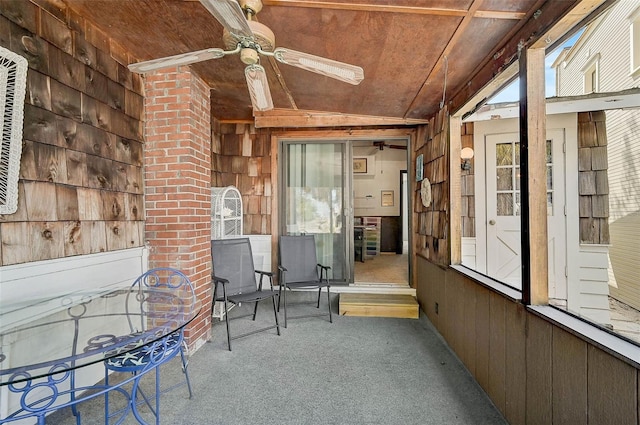 view of patio featuring a ceiling fan