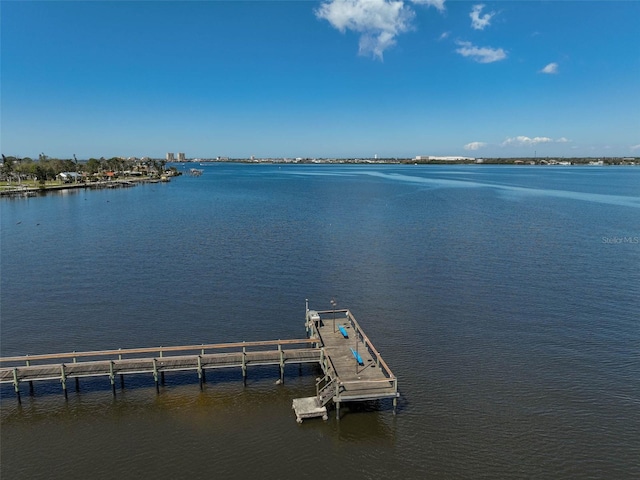 view of dock featuring a water view