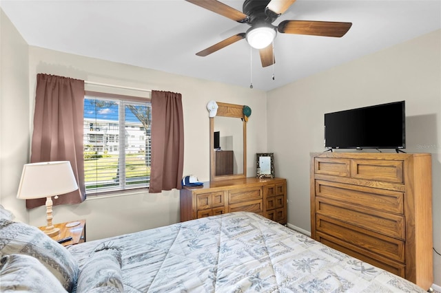 bedroom featuring ceiling fan