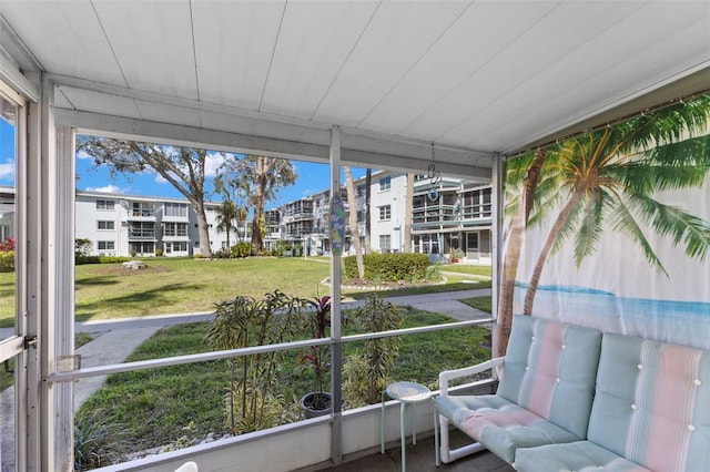 view of unfurnished sunroom