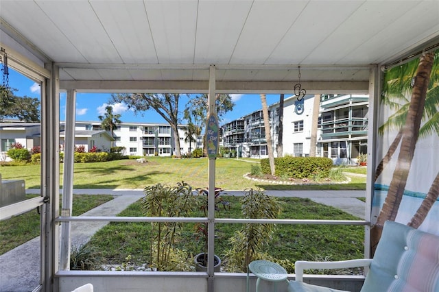 view of unfurnished sunroom