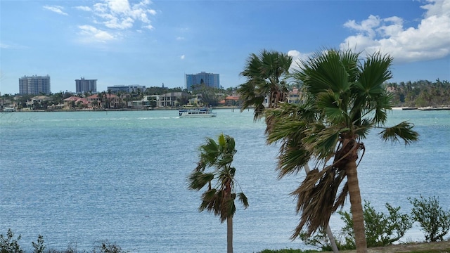 property view of water with a city view