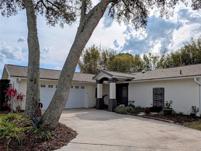 32 Fallen Oak Ln, Palm Coast, FL 32137 - ranch-style house with an attached garage, driveway, and stucco siding