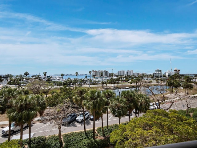 property view of water with a city view