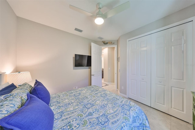 4516 Renwick Dr, Parrish, FL 34219 - bedroom with light tile patterned floors, a closet, and ceiling fan