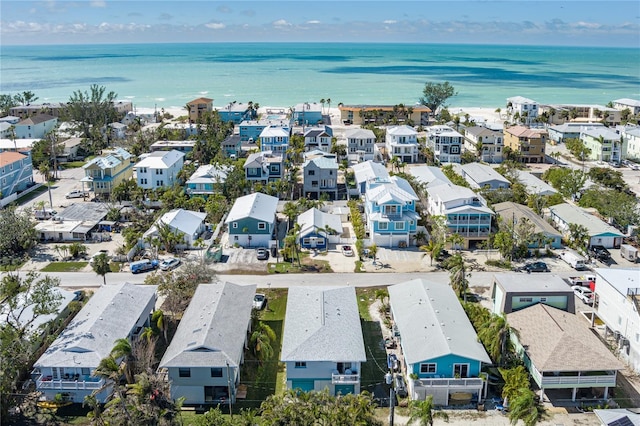 aerial view featuring a water view and a residential view