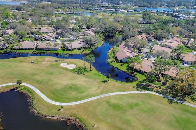 aerial view with a residential view and a water view