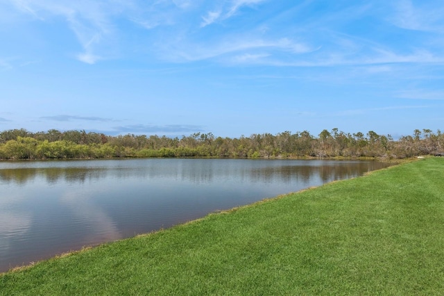 property view of water featuring a wooded view