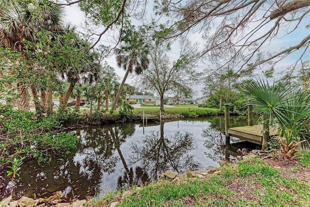 property view of water featuring a dock