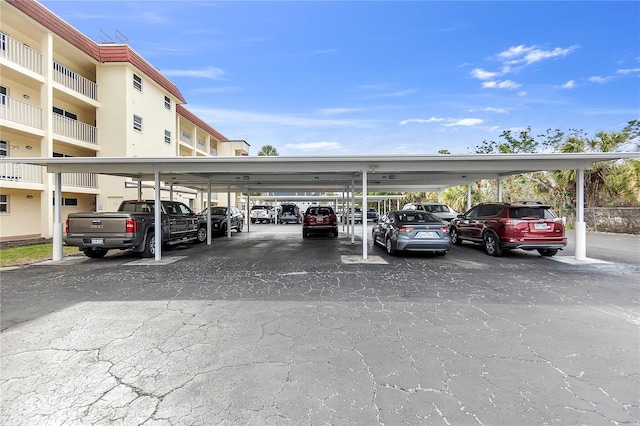 view of covered parking lot