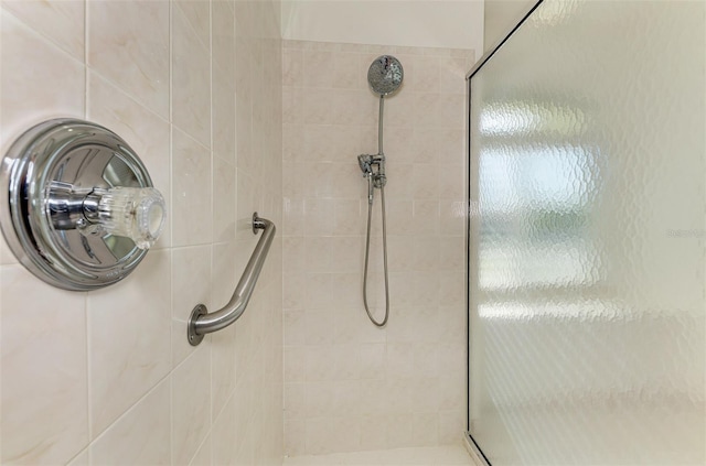 interior details featuring a shower stall