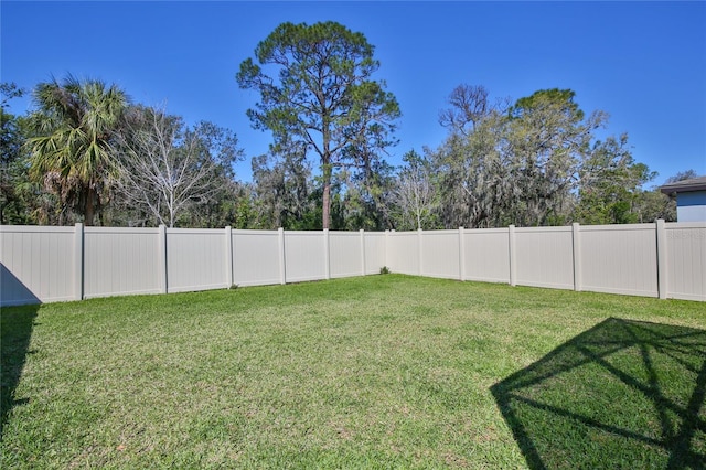 view of yard featuring a fenced backyard