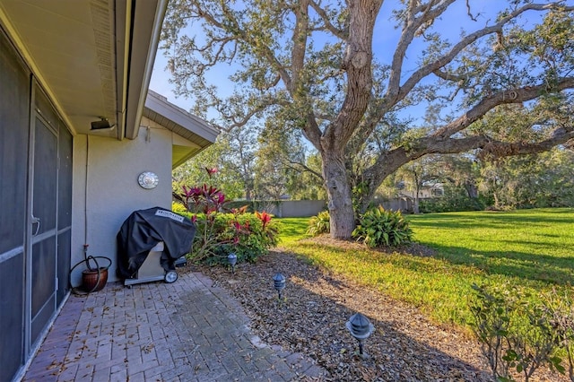 view of yard with a patio area and fence