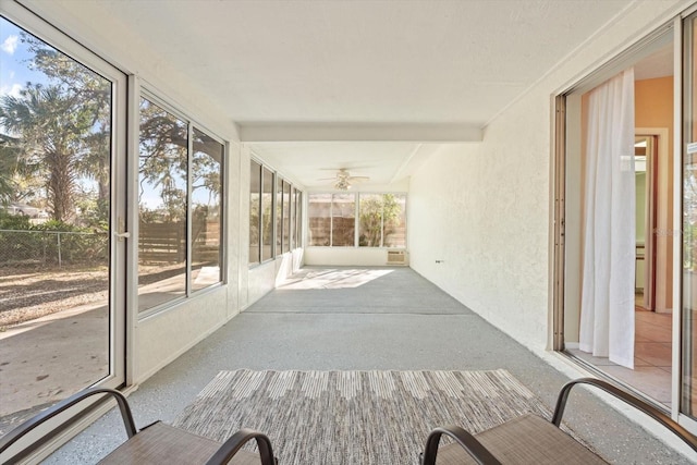 view of unfurnished sunroom