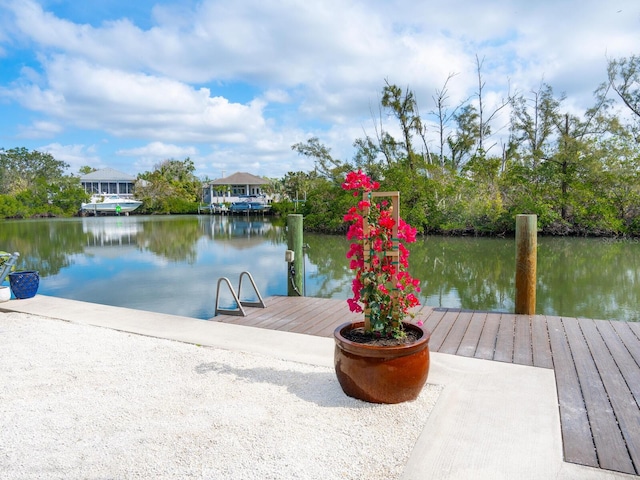 view of dock featuring a water view