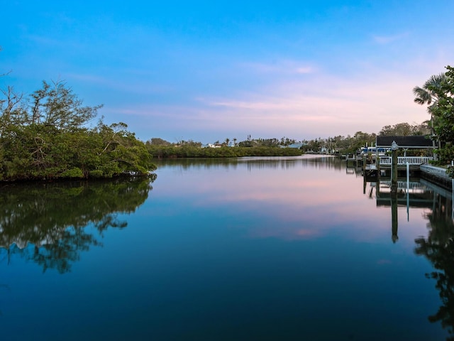 property view of water featuring a dock