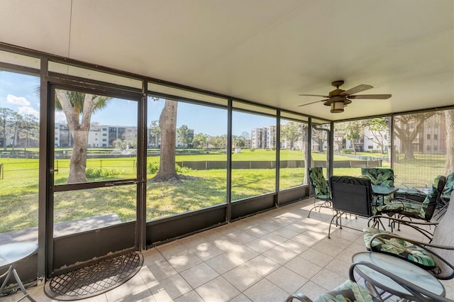 8140 Terrace Garden Dr N Unit 103, Saint Petersburg, FL 33709 - sunroom with a ceiling fan and healthy amount of natural light