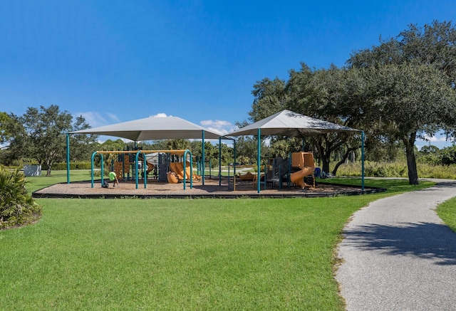 communal playground with a yard