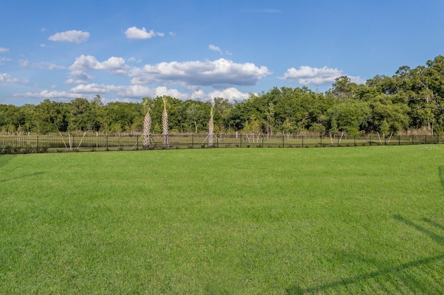 view of yard with a rural view and fence