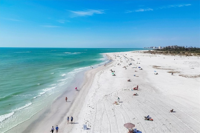property view of water with a beach view