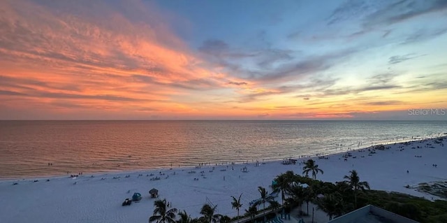property view of water with a beach view