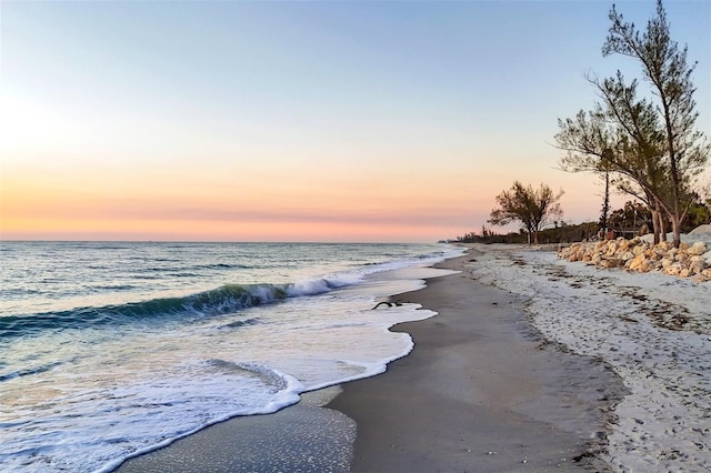 property view of water with a beach view