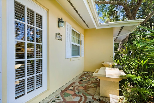 exterior space featuring stucco siding