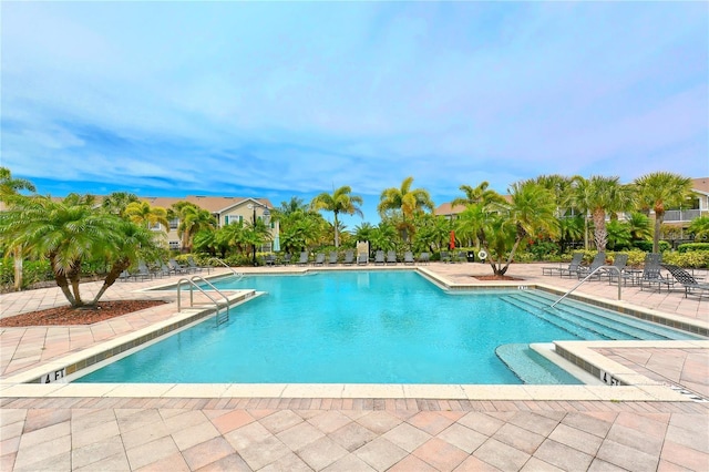 pool with a patio