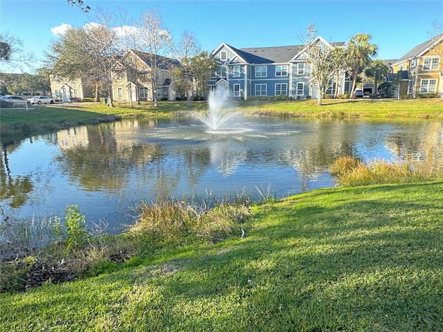 view of water feature with a residential view